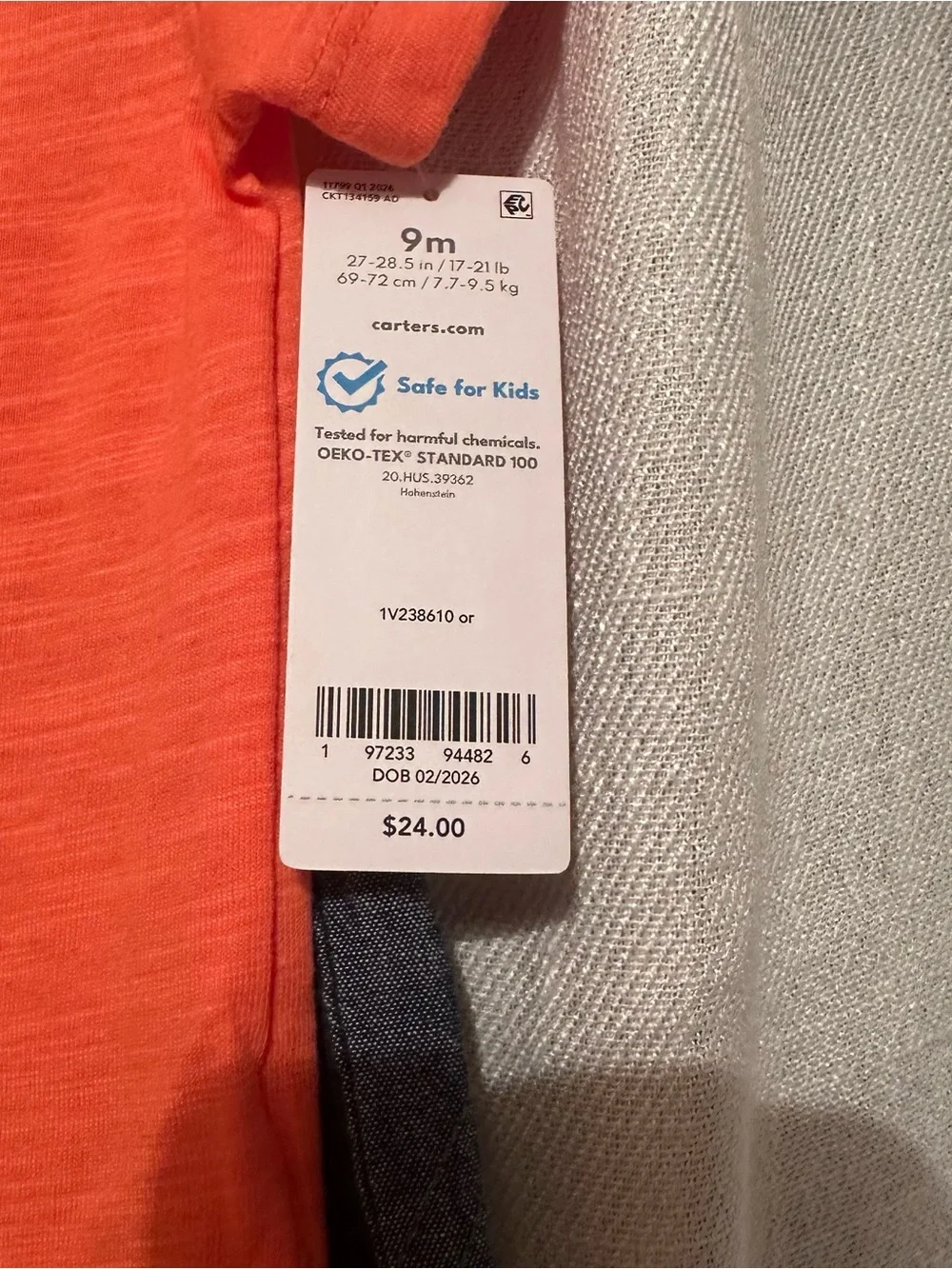 Carter's  Orange Polo and shorts 9 months NWT